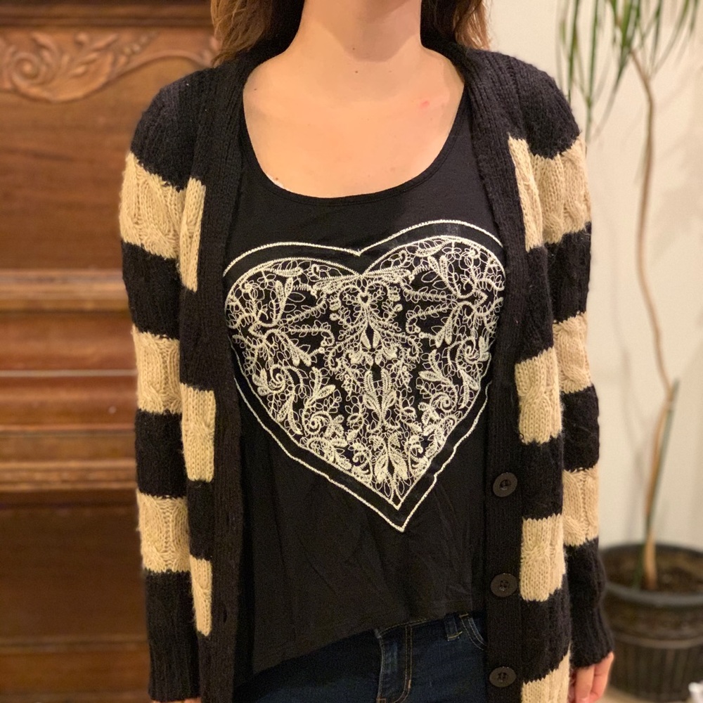 Striped button up sweater